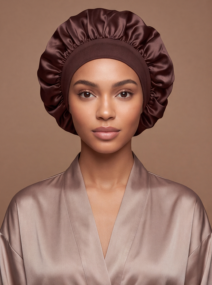 Brown Satin Bonnet
