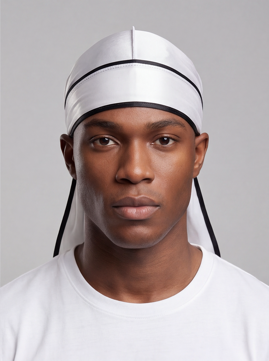 White & Black Satin Durag