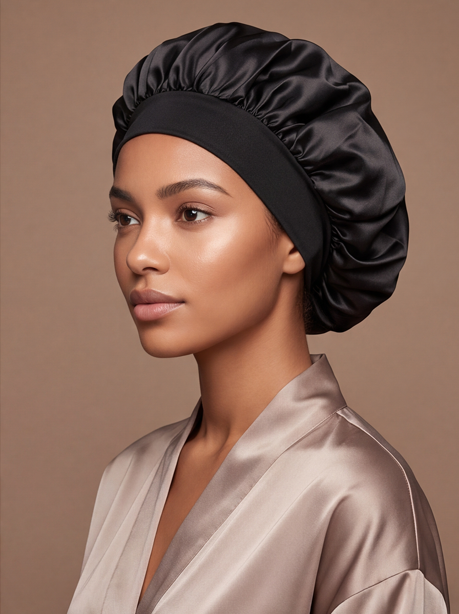 Black Satin Bonnet
