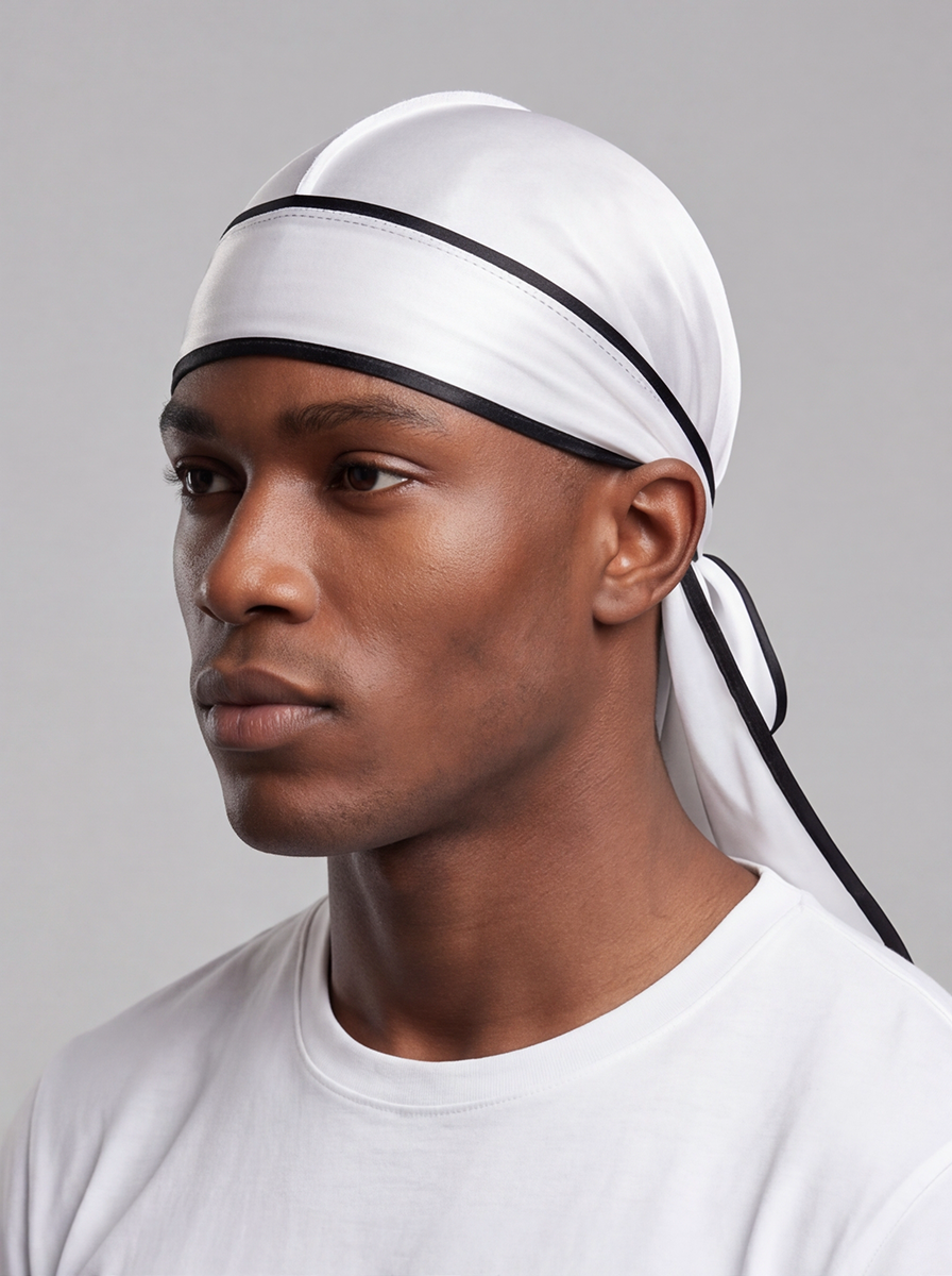White & Black Satin Durag