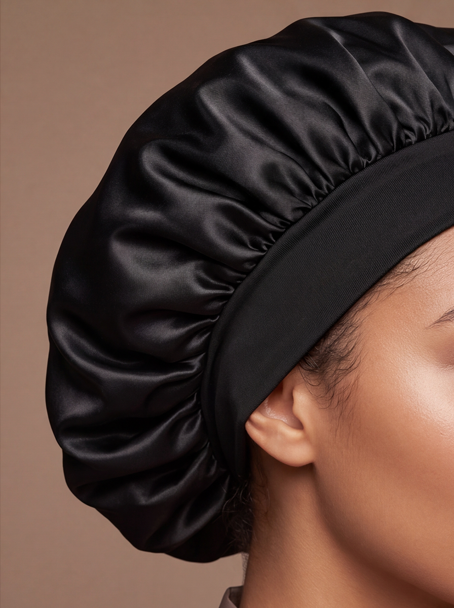 Black Satin Bonnet
