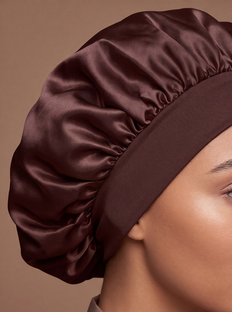 Brown Satin Bonnet
