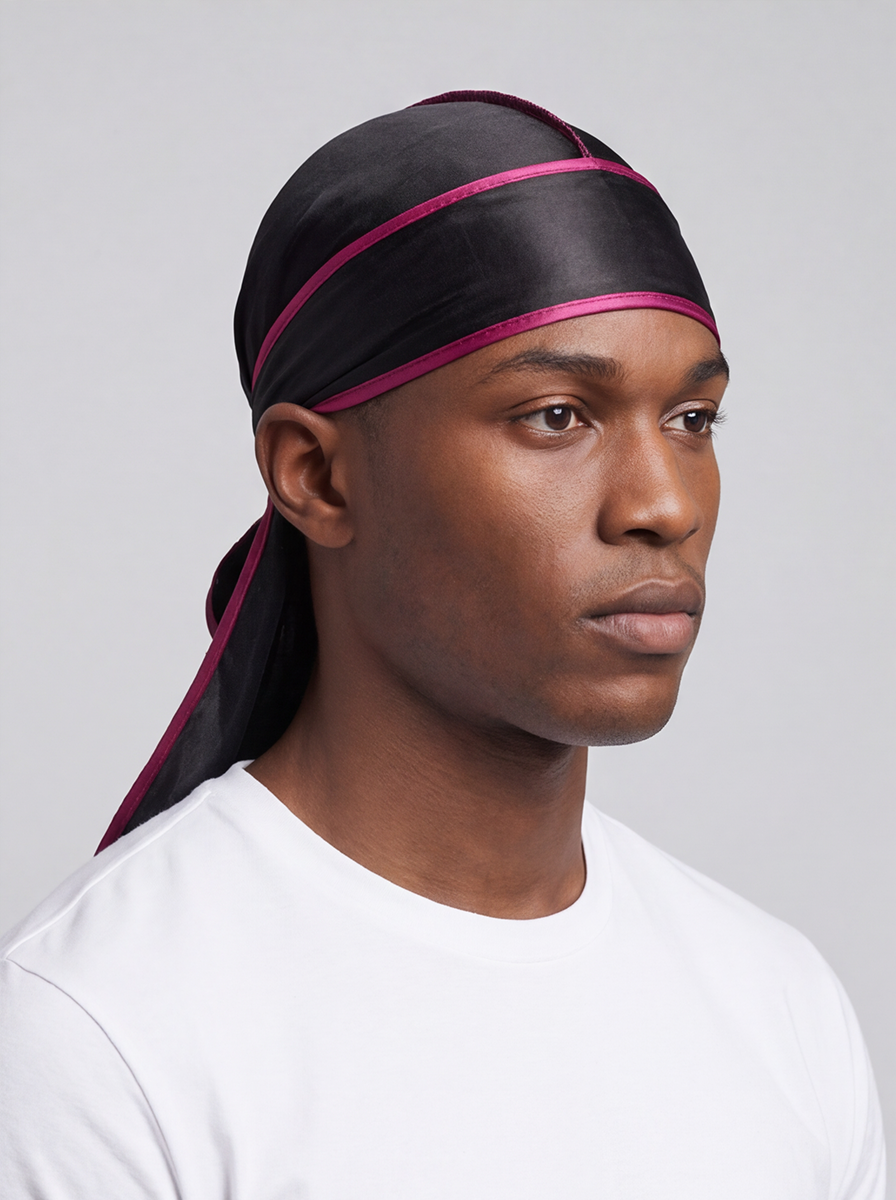 Black & Red Satin Durag