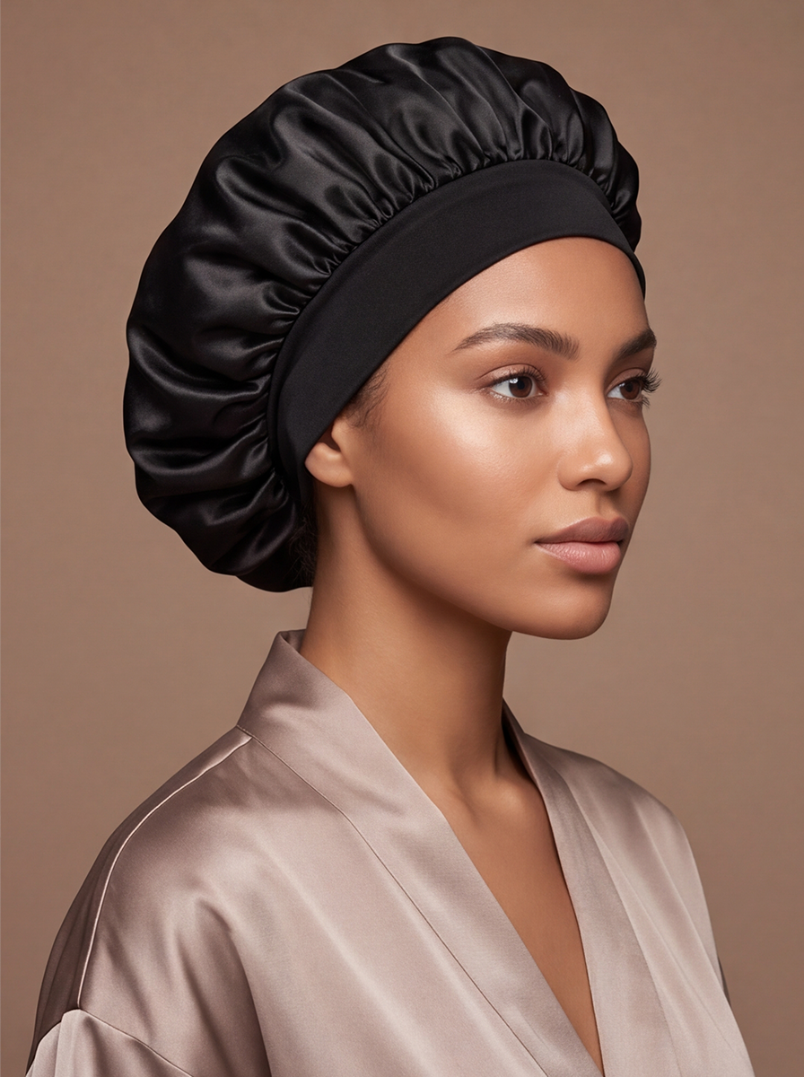 Black Satin Bonnet