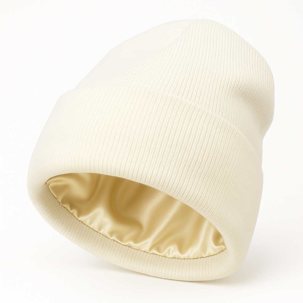 White Satin Lined Beanie